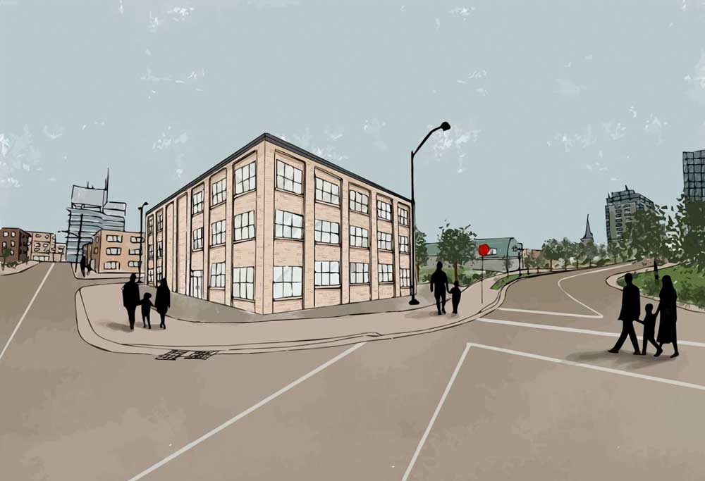 Exterior rendering designed by BID student Janessa Brouwer