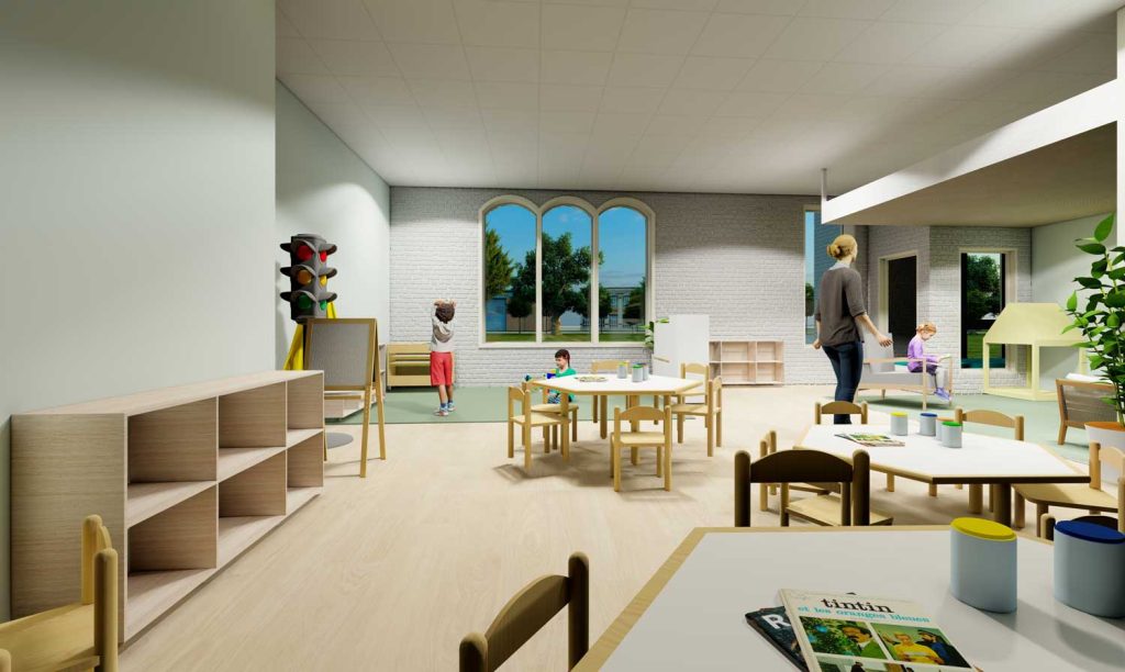 Georgian college, project by 4th year interior design student Brittany Dempsey, spacious and bright childcare classroom