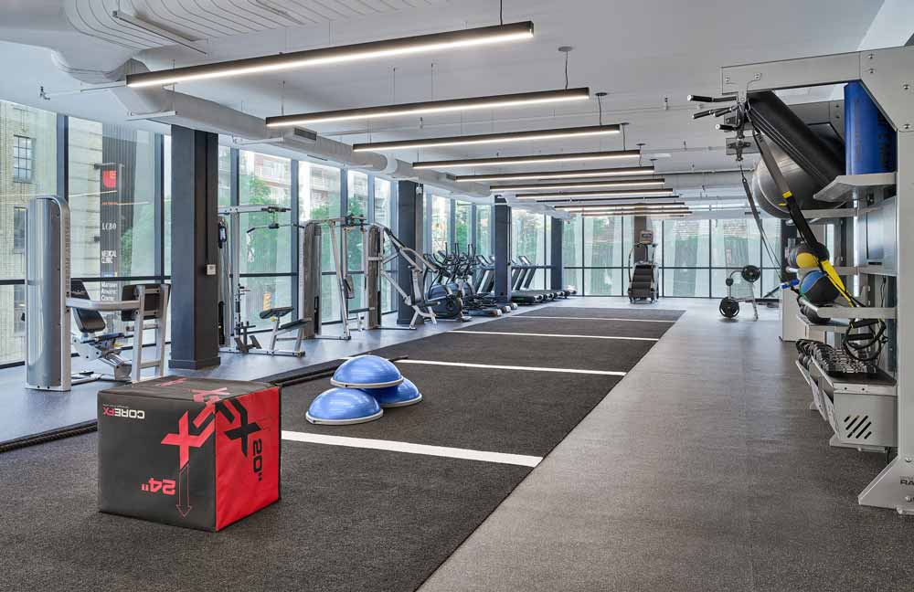 Indoor gym with full equipment
