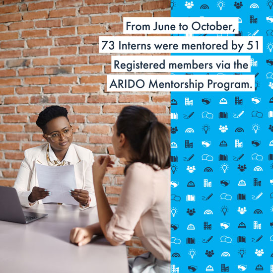 From June to October, 73 Interns were mentored by 51 Registered members via the ARIDO Mentorship Program.