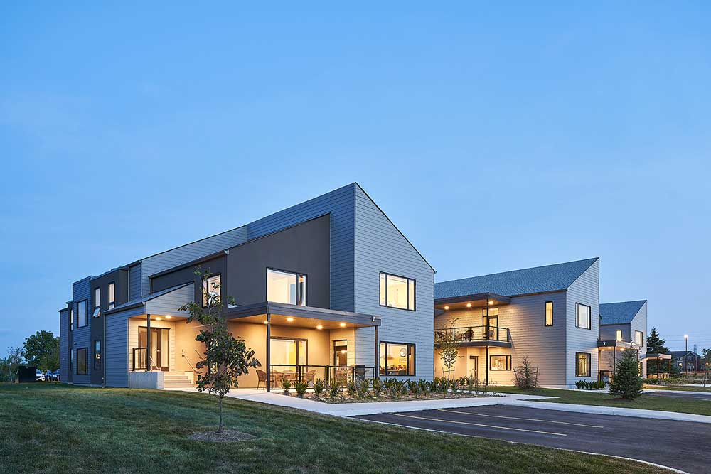 A look at the exterior of the facility that shows the residential style of the Connect Homes Hamilton facility