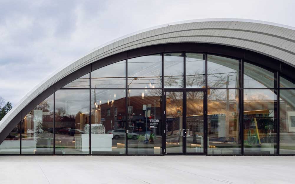 Outdoor view of the dome shaped Reina Sales centre