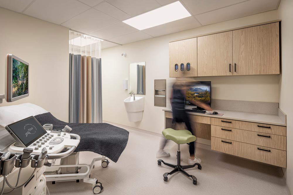 Exam room adjustable lighting, individual climate control, and elevated finishes