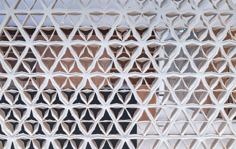 The material changes of the The Hive during the drying and firing processes mean that each finished tile is unique