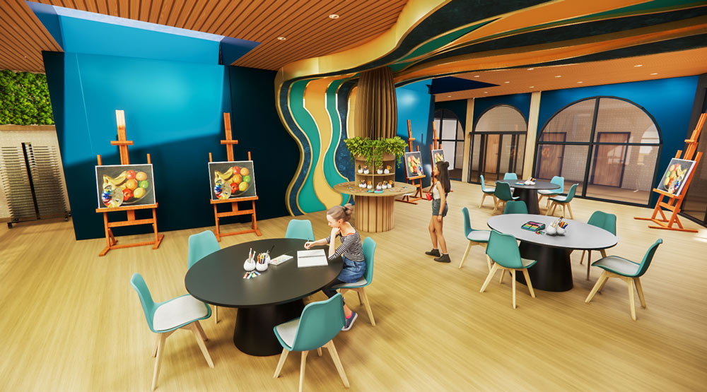 Caeley Leduc from Georgian College designed the Serenity Youth mental Health Group and this centre using organic forms and natural finishes for a sense of calm and to connect to nature.