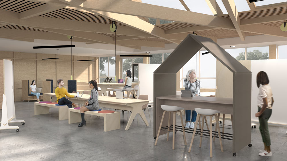 Collaboration space in NEST community work centre