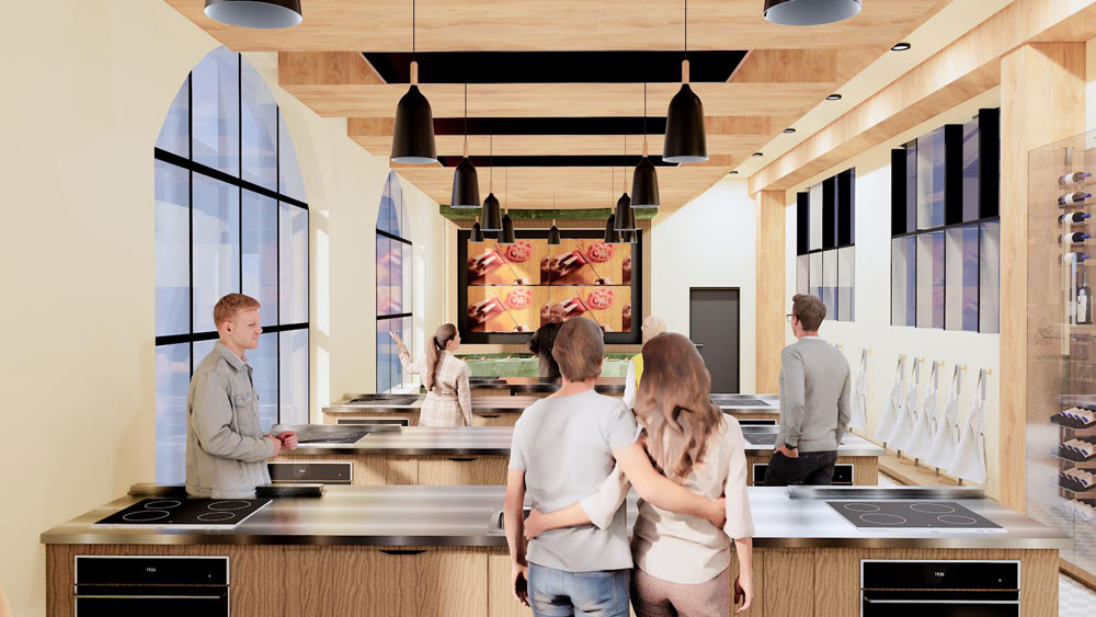 Hannah Kyla De Vera from Georgian College designed this Culinary Academy using natural shapes and forms to create balance, contrast and harmony in the kitchen interior.