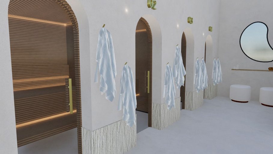 Hannah Hayes - LuxeLife Wellness, changerooms with curved door openings