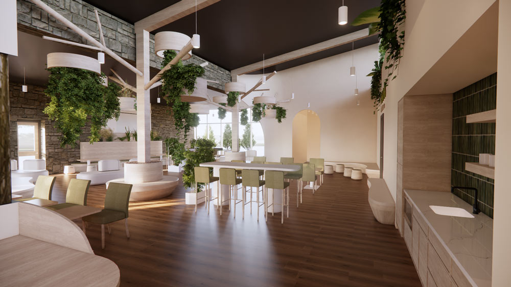 Chloe Wilhelm from Conestoga College
designed Roots & Branches Childcare Centre, this is the community hub